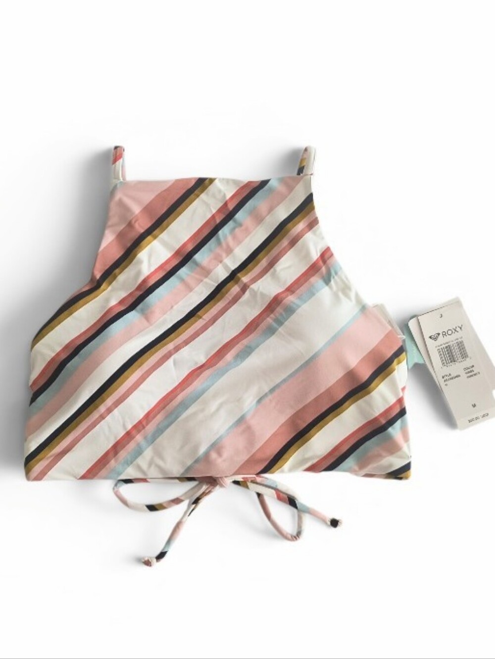 Roxy Striped Printed Beach Classic Full Crop Bathing Top Size M
